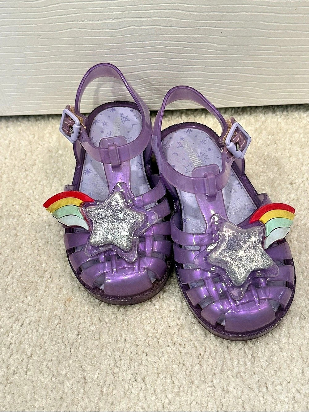 Mini Melissa Star Rainbow Glitter Sandals Purple